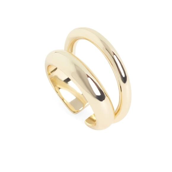 Loren Stewart Deux Open Stacked Double Band Ring - Size 7 - Gold Plated NWT - Picture 4 of 11